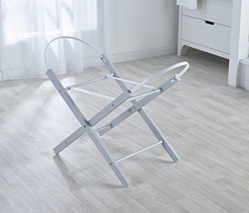 Kinder Valley Moses Basket Stand - Natural Solid Pinewood, Folding Moses Basket Stand, Fits Majority of Moses Basket, Folding Stand for Wicker & Palm Moses Baskets | (Grey)