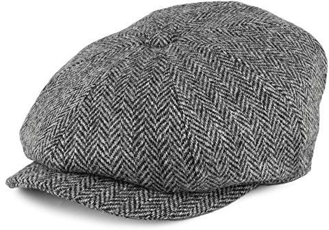 Jaxon & James Castlebay Harris Tweed Ballonmütze - Schwarz-Grau - XL