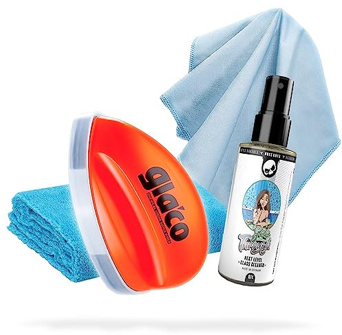 detailmate Scheibenversiegelung Set für Auto und Dusche - Perfekter Lotuseffekt: Soft99 Glaco Q, 75 ml + Autoscheiben Glasreiniger 100ml + Glas Mikrofasertuch + Flauschiges Poliertuch