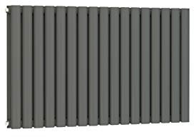 VeeBath RHAD52 Nantez Rennes Low Carbon Mild Steel Horizontal Double Panel Mirror Bathroom Heating Radiator-600 x 1000mm, Anthracite Grey
