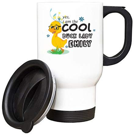 Personalised I Am The Cool Duck Lady Themed 14 oz Travel Mug. (White)