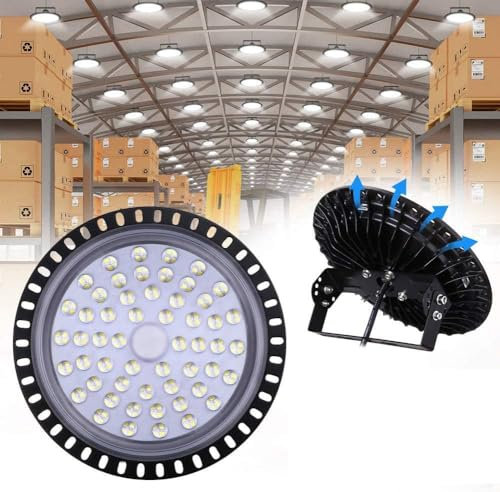 WZTO 200W LED UFO Industrielampe, 20000LM Hallenstrahler, SMD 2835 High Bay Licht, Kaltweiß 6000-6500K, Abstrahlwinkel 120° für Deckenleuchte, Hallenbeleuchtung, Werkstattbeleuchtung