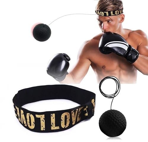 INF Stirnband mit Reflexball, Kampfball mit Stirnband für Boxtraining, Stirnband-Boxen, Reflextraining, Reaktionsball, Punching Ball