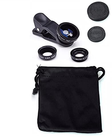 K-S-Trade 3in1 Objectifs Compatible avec Cubot King Kong CS Smartphone Lentilles Fisheye (180°) Macro Grand Angle (0.67x) Caméra Objectifs Professionnel Noir 1x