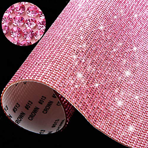 12000 Stücke Bling Bling Kristall Strass Aufkleber DIY Auto Dekoration Aufkleber Selbstklebende Glitzer Strass Kristall Edelstein Aufkleber, 9,4 x 7,9 Zoll (Rosa)