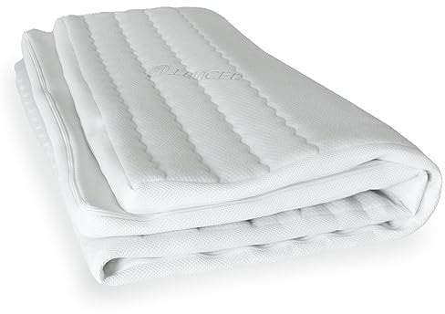 AM Qualitätsmatratzen Lyocell Topper Bezug 80x200 4-6 cm Kernhöhe - Made in Germany & Oeko-TEX Siegel - Allergiker Topperbezug 80x200cm mit Anti-Rustch Unterseite & 4-seitigem Reißverschluss