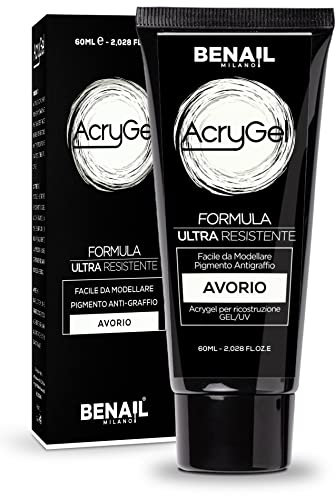 Polygel Unghie Kit, Acrygel per Costruzioni, Gel Unghie Ricostruzione, Anti-graffio e Anti-Ingiallimento Resistente Fino a 5 Settimane 60 ml (Avorio)