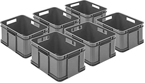 PAFEN 6x Euro Stapelbox Bruno Eco Blau Grau Euro-Box Stapelkasten 16L Transport Eurobehälter