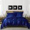 Luofanfei Bettwäsche Satin 220x240 Blau Marineblau Glänzend Seide Glatt Einfarbig Bettwäsche Set Luxus Glanzsatin Polyester Bettbezug Doppelbett Set mit Reissverschluss und Kissenbezüge 80x80 cm