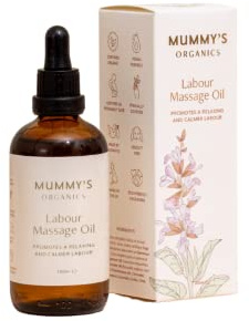 Organic Labour Massage Oil | Clary Sage & Frankincense | Award-Winning | Made by Midwives | Promotes Natural Pain Relief & Relaxation | Essential Pregnancy & Labour Kit | 100ml | Mummy's Organics