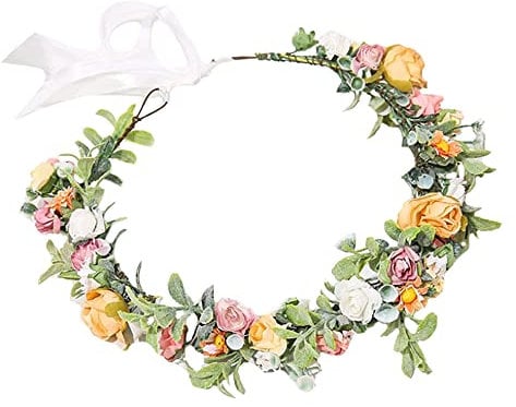 Vasemele Blumenkranz Haare Rose Blumen Krone Blumen Kranz Stirnband Haar Blumenkranz Blumen Krone Braut Kopfschmuck Braut Kopfstück Künstliche Blumen Krone für Hochzeit Zeremonie