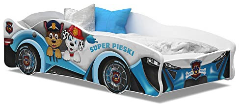 Lit Enfant Voiture 80x160 28 Pat Patrouille Thème Livré avec sommiers et matelas en mousse de 7cm