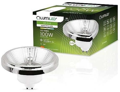 Lumiled LED-Leuchtmittel ES111 GU10 Fassung Spannung 230V 15W (Entspricht Halogen 100 Watt) Neutralweiß 4000K 24 Grad Abstrahlwinkel Silber 1521 Lumen Ra>80 Aluminium PC