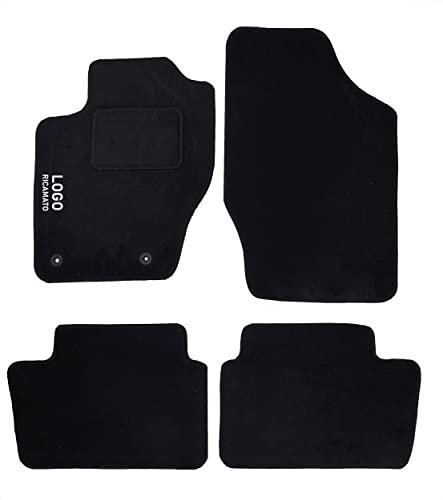 Auto Accessori Lupex | Ensemble de 4 Tapis de Voiture Compatibles avec 307 (2001-2009) avec 2 Clips de Fixation, Tapis de Sol Auto en Forme, avec Broderie Côté Conducteur, Antidérapant