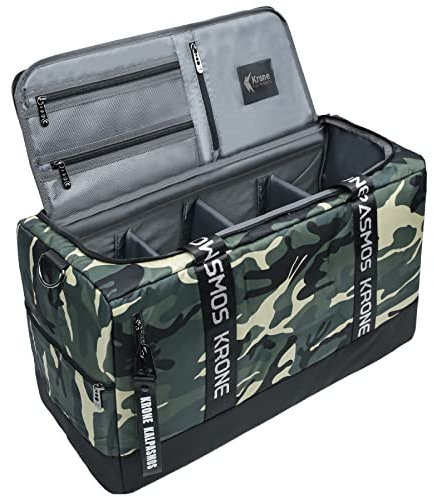 Krone, Kalpasmos-Camo Sneakerhead-Geschenk, Outdoor-Sporttasche, Turnbeutel, multifunktionale Reisetasche mit 3 verstellbaren Trennwänden und Schultergurt, aus Nylon, grün camo