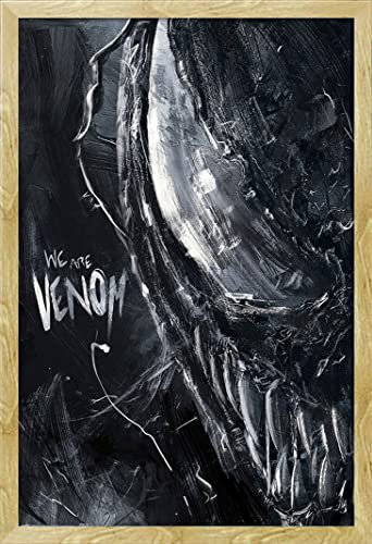 Marvel - Venom - Creepy - Action Film Poster Druck - Größe 61x91,5 cm + Wechselrahmen, Shinsuke® Maxi MDF Buche, Acryl-Scheibe