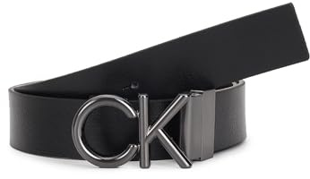 Calvin Klein Herren Gürtel Ck Metal Bombe PB 3.5 cm Ledergürtel, Schwarz (Ck Black/Dk Brown), 90 cm