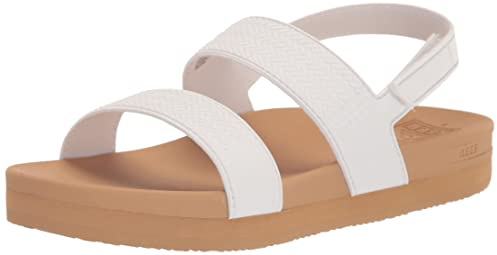 REEF Kids' Water Vista Platform Sandal, Water Friendly, Adjustable Strap, White/Tan, 3
