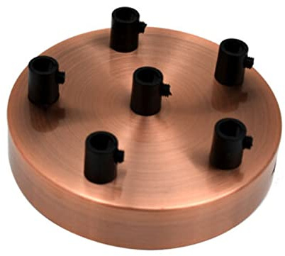 LEDSone 3 Outlet Copper Colour Ceiling Rose Perfect for fabric flex cable, 120mm Metal Ceiling Light Fitting Plate with Accessories for Ceiling and Wall Lamp. (3 Outlet) (Copper 6 Outlet)