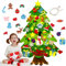 Albero di Natale in feltro, albero di Natale for bambini con catena luminosa da 3 m, set fai da te in feltro, regali di Natale for bambini, albero di Natale in feltro for appendere la parete