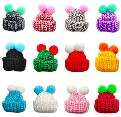 Niuhong 24 Pcs Mini Hüte Strickmützen Weihnachtsmannmützen Finger Weinflache Hut Miniatur Basteln Plüschhut Weihnachten Gestrickte Weinflasche Deko Nette Hat Ornamente Kunst DIY Handwerk Hüte