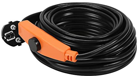 Jopassy 8m Frostschutz Heizkabel, 128W Heizleitung, Frostschutzkabel mit thermostat, Rohrbegleitheizung mit Automatikschalter, Heizband für Wasserleitungen im Haus, Pool, Teich