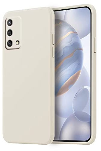 HONLEN Hülle für Oppo A74 (4G) Schutzhülle Case, (6.43 Inches) Liquid TPU Silicone Handyhülle mit Fallschutz Silikon Cover Altweiß