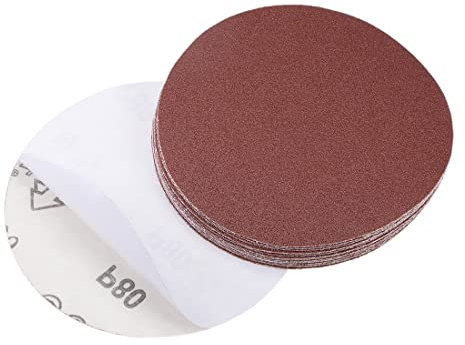 PATIKIL 5 PSA Disco abrasivo Disco,15pz 80-Grits,Alluminio Ossido con Retro adesivo Rotondo Carta vetrata