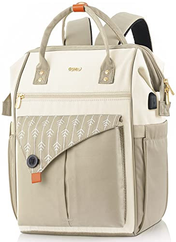RJEU Mochila para mujer, mochila escolar para trabajo de ocio, mochila escolar y pensada, mochila impermeable para regalo para mamá y cumpleaños, H58-beige