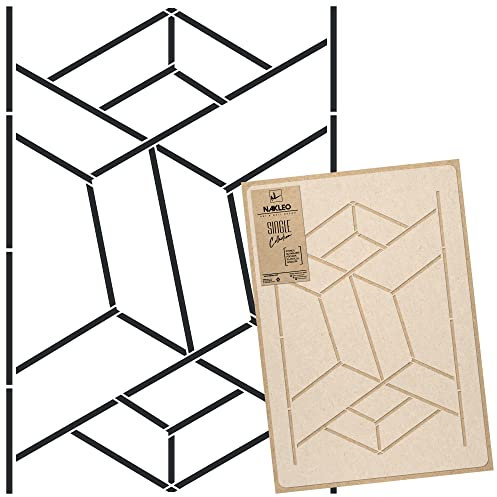 NAKLEO Pochoir pour Peinture Murale Grand Format 59x95cm, Modèle en Plastique et Réutilisable, Lignes Art Déco, DIY Bricolage Artisanat Décoration a Peindre, Bois Tissu Mueble