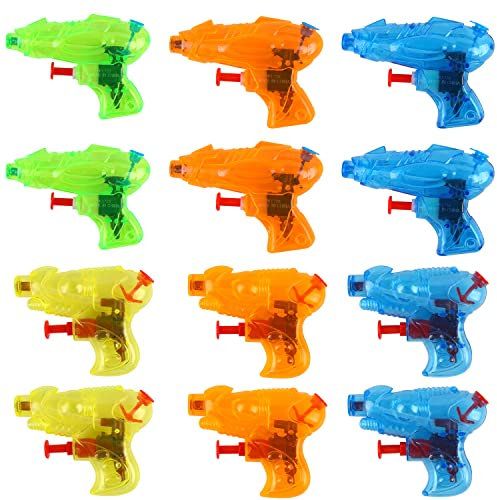 DERAYEE 12 Pezzi Pistole ad Acqua in 4 Colori Diversi,Pistola Acqua in Plastica,Pistole ad Acqua Trasparente Piccola,Regalo per Bambini