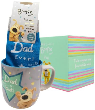 Boofle Coolest Dad Mug & Socks Gift Set Cute Socks Mug in Gift Box BOOFMSDAD