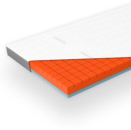 Genius eazzzy Premium Cube Topper – 120 x 200 cm, Höhe 9 cm, ergonomischer Matratzentopper, 2 in 1 Wende-Topper mit Fester und weicher Seite, Atmungsaktiver Mesh-Bezug, mit Eckschlaufen, waschbar