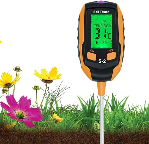 Tolesum 5 in 1 Misuratore del Suolo, Digitale per Piante con Termometro/umidità del Suolo/PH/Intensità della Luce Solare/umidità Ambientale con Display LCD per Giardinaggio, Agricoltura e Esterne