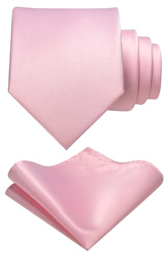 RBOCOTT Ensemble cravate et carré de poche de couleur unie pour homme, rose, general