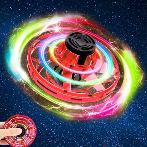 FEXPDL Flying Spinner Mini Drone Flying Fidget Spinner Fly Orbi Pro Boomerang Drone For Kids Adult Hand Controlled Flying Fidget Spinner Toys Cool Stuff Gadgets Gifts for Boys Girls Teens (Red)
