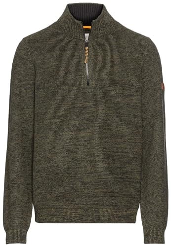 camel active Herren Stricktroyer aus Baumwollmix Dunkelgrün, Menswear-XXL