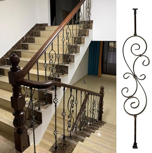 Pasamanos de Escalera Husillos Cuadrados de La Escalera de Caracol, Poste Negro y Dorado del Sistema de Barandilla de Escalera, Balaustres de Cubierta de Metal Sólido para Interiores y Exteriores ( Co