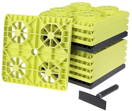LTWHOME RV stapelbare Basisplatten, Unterlegplatten, Stützplatten, für Wohnmobile, Caravan, Camping Stützböcke und Kurbelstütze 21.5 * 21.5cm (10 Stück)
