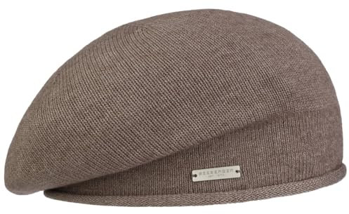Seeberger Klassische Uni Knit Baskenmütze für Damen, Taupe, 6 3/4/7 3/8