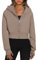 Timuspo Crop Hoodie Damen Zip Up Hoody Jacke Langarm Sweatjacke Kurz Kapuzenpullover mit Kapuze Reissverschluss Cropped Pullover Tops Hellbraun M
