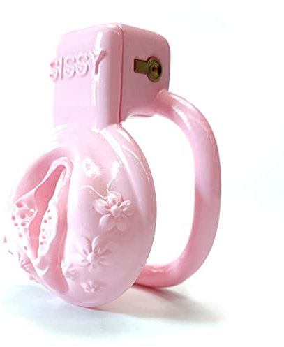 Sexy rosa kleine Keuschheit Käfig 3D bedrucktes leichte Keuschheit Käfig Männliches Keuschheitsgerät Penis Käfig Penisring Cage for Männer,Keuschheitsgürtel(Size:Cage with 42mm Ring)