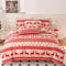 Boqingzhu Weihnachts Bettwäsche 200×200cm Rot Weiß Rentier Schneeflocke Warm Winter Weihnachten Bettwäsche Set Microfaser Bettbezug 200×200cm und 2 Kissenbezüge 80x80cm mit Reißverschluss