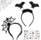 Wolkstello Serre Tete Halloween Toile d'araignée Chauve Souris, Serre Tête Halloween Femme Enfant avec Tatouage, Araignée Chauve Souris Serre Tête pour Femme Enfant Accessoire Halloween Carnaval