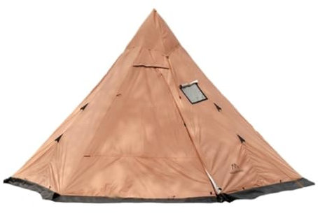 Tente Camping Tente Chaude Extérieure Pyramide Indienne Tente en Tissu Oxford Tente De Camping for Plusieurs Personnes Tente De Poêle À Bois Résistant Aux Tempêtes De Pluie Tente(Brown)