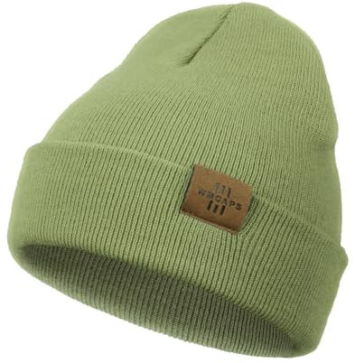Wmcaps Mütze Kinder Jungen, Warme Weiche Wintermützen für Mädchen Kleinkind Baby, Doppellagige Strickmütze Kinder, Matcha Grün