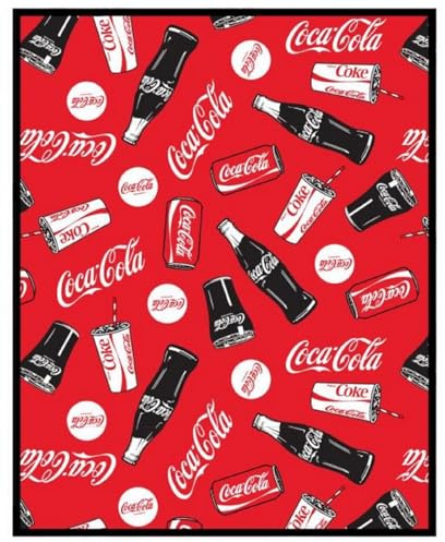 Rote Kuscheldecke, 120 x 150 cm, rot mit Coca Cola Motiv