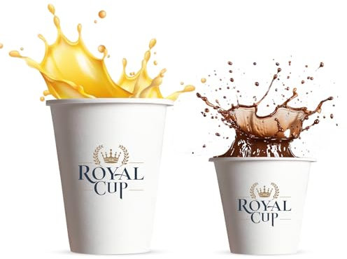 ROYAL CUP 1000 GOBELETS TASSES JETABLE PAPIER CARTON 4oz/120ml/12cl 7.5oz/210ml/21cl Recyclables biodégradables écologiques à usage unique Café à emporter Boissons chaudes et froide (7.5 OZ)