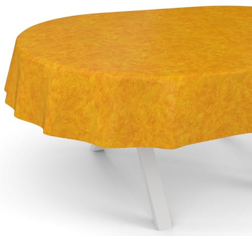 ANRO Wachstuchtischdecke Wachstischdecke Wachstuch Tischdecke abwaschbar Gartentischdecke Rund Oval Eckig Oval 280x140cm Schnittkante Marmor Orange