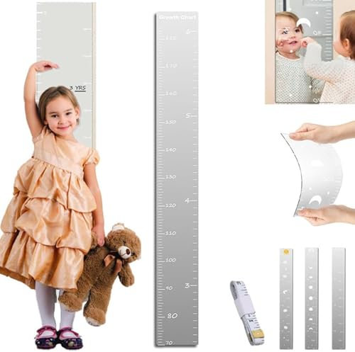 ITETONE Wachstumstabellenspiegel für Kinder, Wachstumstabellenspiegel für die Wand, Wachstumstabellenspiegel für die Wand, Messlatte mit Aufklebern, Wachstumstabellenspiegel mit Puzzle Type A